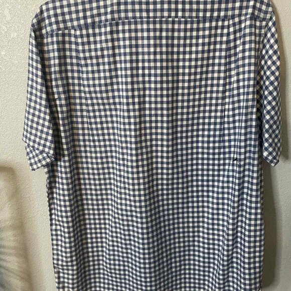 Daniel Cremieux Short Sleeve Button Down Size L Navy and White Gingham - Picture 5 of 9